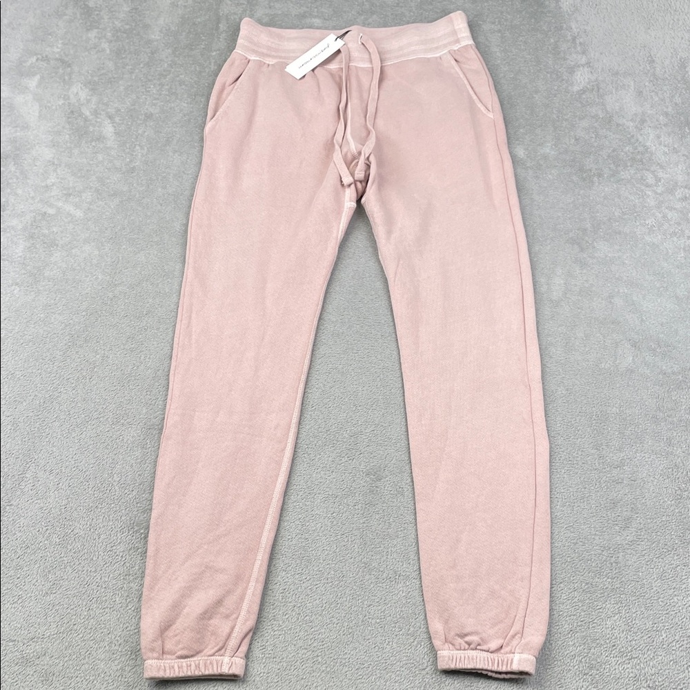 NEW Unsubscribed XS 100% Cotton Heathered Rose Pink Fleece Terry Jogger Pants